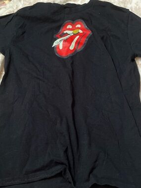 Black Kids Graphic Tee with Red Tongue Logo